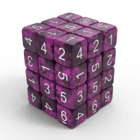   Green Stuff World 36x D6 12mm Dice - Purple Black Dobókocka készlet – Lila / Fekete