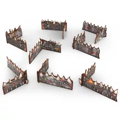   Green Stuff World Matched Play Pre-painted Ork Low Walls (Pack x8)