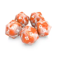 Green Stuff World 5x D20 20mm Dice - Orange White Marble