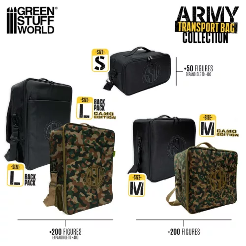 Green Stuff World Army Transport Bag - M - Camouflage Edition – miniatűr szállítótáska