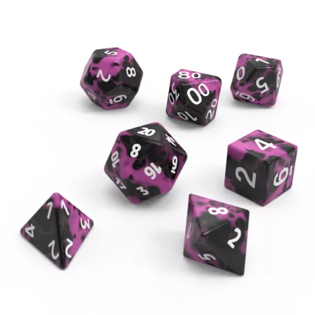 Green Stuff World 7x Mix 16mm Dice - Purple Black