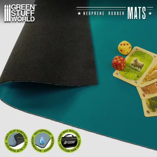 Green Stuff World Neoprene Board Game Mat 22x30" Turquoise – türkiz neoprén játékmat