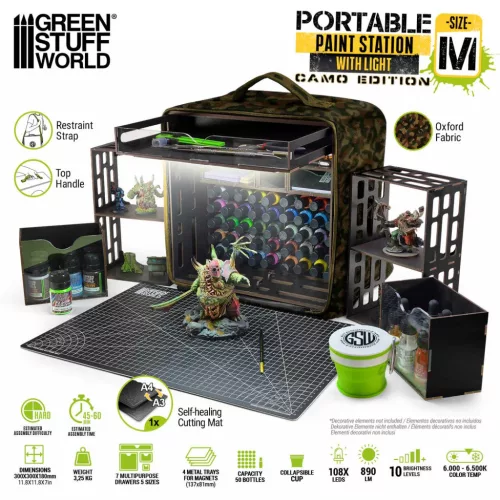 Green Stuff World Miniature Portable Paint Station – Camouflage hordozható festőállomás