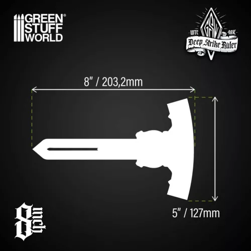 Green Stuff World Deep Strike Ruler Template 8" - Fluor Green