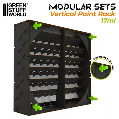 Green Stuff World Black Modular Paint Rack Vertical 17ml – fekete moduláris festéktartó állvány