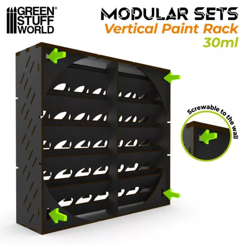 Green Stuff World Black Modular Paint Rack Vertical 30ml – fekete moduláris festéktartó állvány