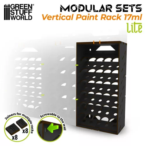 Green Stuff World Black Vertical Paint Organizer 17ml LITE – fekete festéktartó állvány