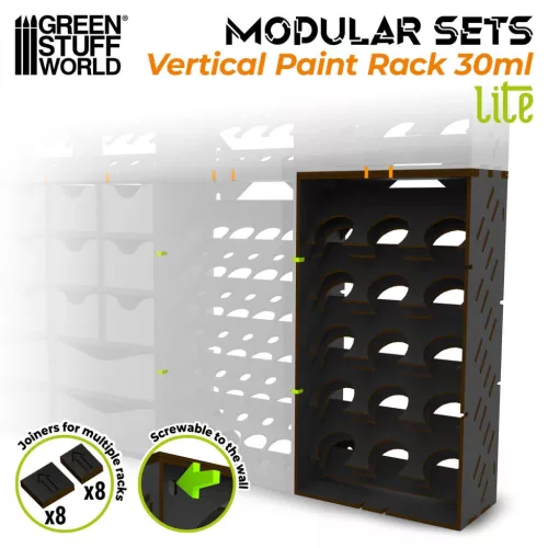 Green Stuff World Black Vertical Paint Organizer 30ml LITE – fekete festéktartó állvány