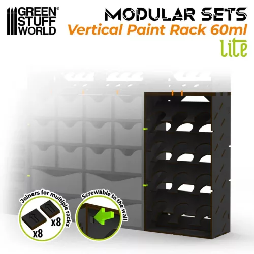 Green Stuff World Black Vertical Paint Organizer 60ml LITE – fekete festéktartó állvány