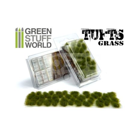 Green Stuff World Grass TUFTS Realisztikus Dry Green színű fűcsomók diorámához (6 mm self-adhesive - DRY GREEN)