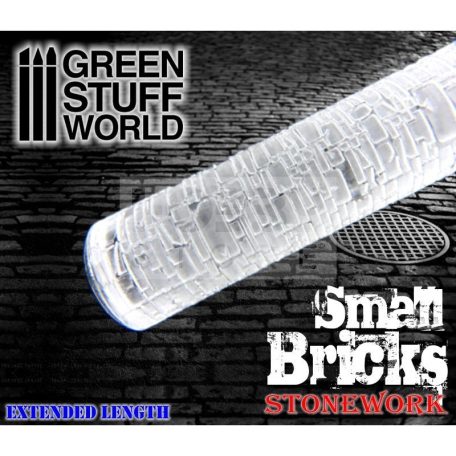 Green Stuff World ROLLING PIN SMALL BRICKS textúrált formázó rúd (tégla-térkő mintájú)