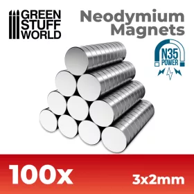   Green Stuff World Neodymium Magnets 3×2mm N35 – 100 db mágnes makettekhez és figuratalpakhoz