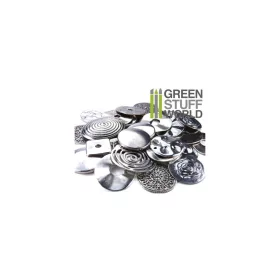   Green Stuff World Flat Round LINKS Beads 85gr - LARGE antik ezüst színű fém összekötő elemek