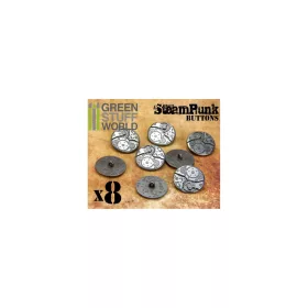   Green Stuff World 8x Steampunk Buttons WATCH MOVEMENTS Silver – ezüst steampunk óraszerkezet mintás kerek gombok / medálok