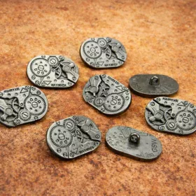   Green Stuff World 8x Steampunk Oval Buttons WATCH MOVEMENTS Silver – ezüst steampunk óraszerkezet mintás ovális gombok / medálok
