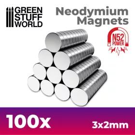   Green Stuff World Neodymium Magnets 3×2mm N52 – 100 db mágnes makettekhez és figurákhoz