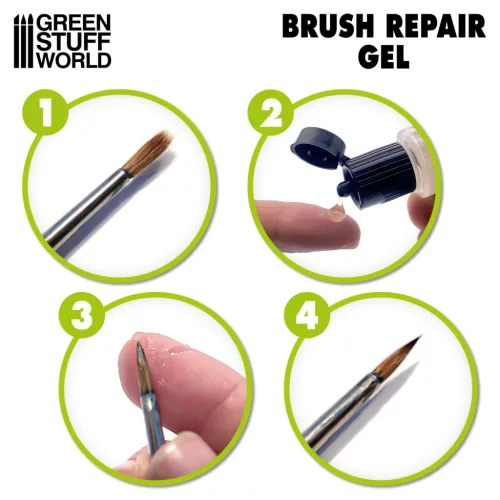 Green Stuff World Brush Repair Gel – 17ml ecsetjavító és ecsetformázó gél figurafestő ecsetekhez