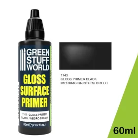   Green Stuff World Gloss Black Primer 60ml – fényes fekete akril alapozó makettekhez