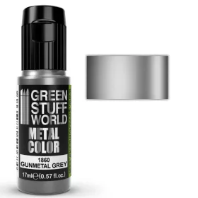   Green Stuff World Metallic Gun metal grey paint 17ml – gunmetal metál szürke akril makettfesték