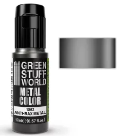   Green Stuff World Metallic Paint ANTHRAX METAL 17ml – sötét metál akril makettfesték figurákhoz