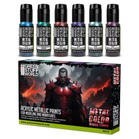   Green Stuff World Metallic Paints Set - Colours – 6×17ml színes metál akrilfesték készlet