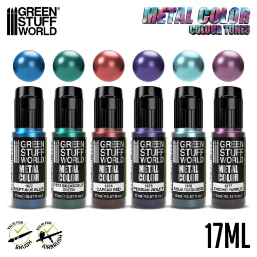 Green Stuff World Metallic Paints Set - Colours – 6×17ml színes metál akrilfesték készlet
