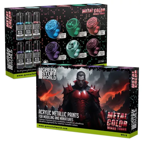 Green Stuff World Metallic Paints Set - Colours – 6×17ml színes metál akrilfesték készlet