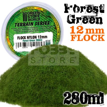 Green Stuff World FOREST GREEN 12 mm-es statikus szórható műfű (Static Grass Flock 12mm - Forest Green - 280 ml)