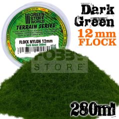   Green Stuff World DARK GREEN 12 mm-es statikus szórható műfű (Static Grass Flock 12mm - Dark Green - 280 ml)