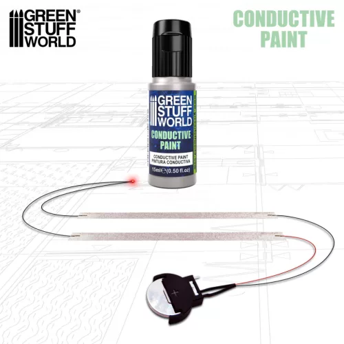 Green Stuff World Conductive Paint with Silver – 15ml ezüsttartalmú elektromosan vezető akril festék LED-ekhez és diorámákhoz