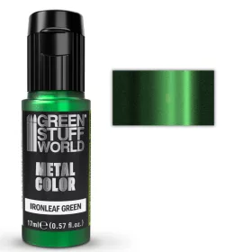   Green Stuff World Vivid Metallic Paint Ironleaf Green 17ml – élénk metál zöld akrilfesték figurákhoz és makettekhez