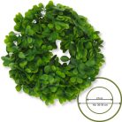 Mű zöld lombos koszorú 28 cm – dekorációs alap ajtódíszekhez