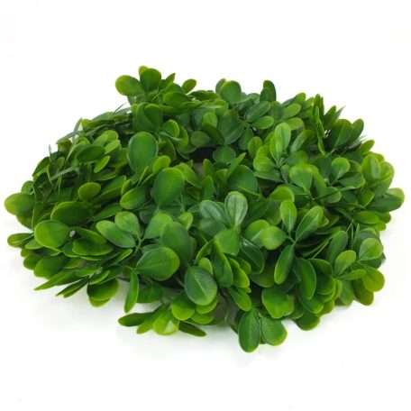 Mű zöld lombos koszorú 28 cm – dekorációs alap ajtódíszekhez