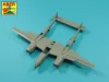 Aber Models amerikai Lockheed P-38F/G Lightning – fegyverzetkészlet: 1 db 20 mm-es gépágyúcső és 4 db 12,7 mm-es géppuskacső