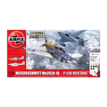 Airfix - Starter Set - Messerschmitt Me262 & P-51D Mustang Dogfight Double repülőgép makett 1:72 (A50183)