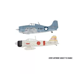   Airfix - Starter Set - Grumman F-4F4 Wildcat & Mitsubishi Zero Dogfight Double repülőgép makett 1:72 (A50184)