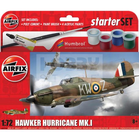 Airfix - Starter Set - Hawker Hurricane Mk.I repülőgép makett 1:72 (A55111A)