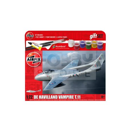 Airfix - Starter Set - de Havilland Vampire T.11 repülőgép makett 1:72 (A55204A)