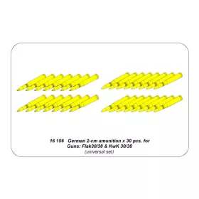   Aber Models 2-cm ammo x 30 pcs. for German Guns: Flak30/38 & KwK 30/38 - német Guns: Flak30/38 és KwK 30/38 – 2-cm – 30 db. lőszerkészlet