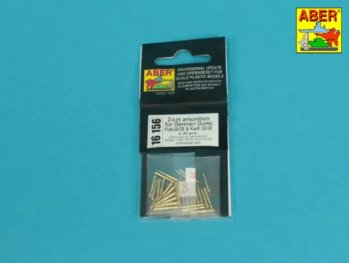 Aber Models 2-cm ammo x 30 pcs. for German Guns: Flak30/38 & KwK 30/38 - német Guns: Flak30/38 és KwK 30/38 – 2-cm – 30 db. lőszerkészlet