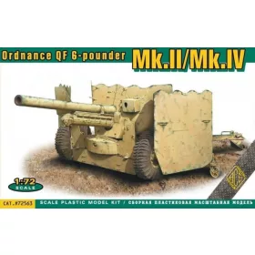   ACE Ordnance QF 6-pounder Mk.II/Mk.IV – tüzérségi löveg makett 1:72