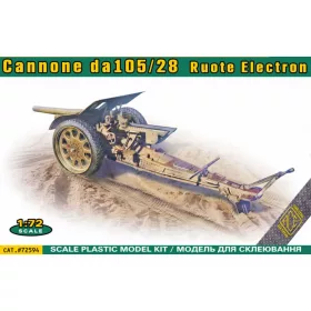   ACE Italian 105/28 field cannon with rubberized wheels – tüzérségi löveg makett 1:72