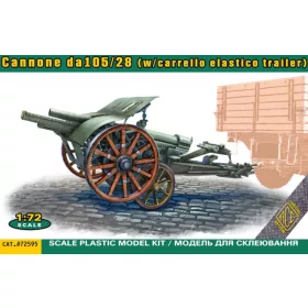   ACE Italian 105/28 field cannon with trailer – tüzérségi löveg makett 1:72