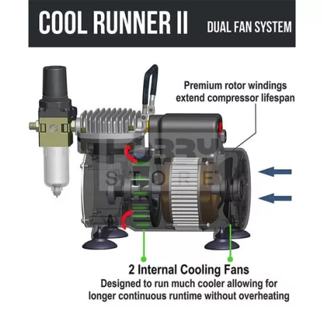 FENGDA Premium Mini airbrush compressor- Mini csendes - egyhengeres airbrush kompresszor dupla hűtéssel AG-420