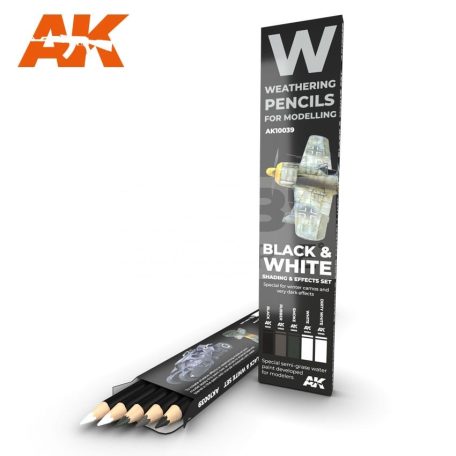 AK-Interactive Weathering Pencil - BLACK & WHITE: SHADING & EFFECTS SET akvarell ceruza szett - AK10039