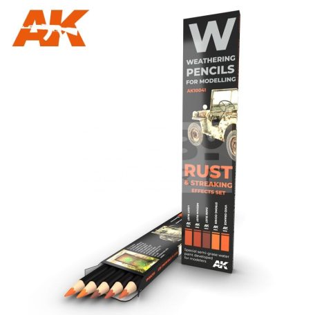 AK-Interactive Weathering Pencil - RUST & STREAKING: EFFECTS SET akvarell ceruza szett - AK10041