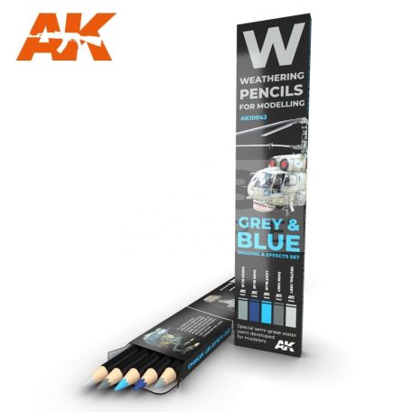 AK-Interactive Weathering Pencil - GREY & BLUE: SHADING & EFFECTS SET akvarell ceruza szett - AK10043