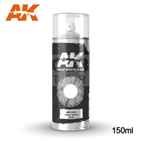 AK Interactive GREAT WHITE BASE SPRAY - Ultrafehér alapozó spray makettezéshez 150 ml AK1019