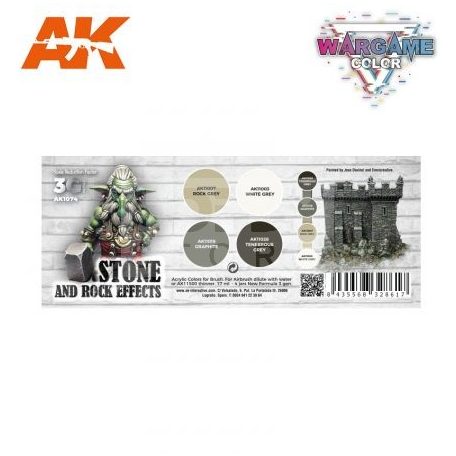 AK Interactive WARGAME COLOR SET. STONE AND ROCK EFFECTS festék szett AK1074