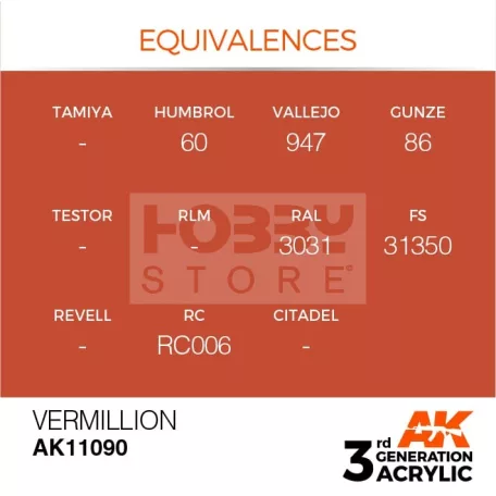 AK-Interactive - Acrylics 3rd generation Vermillion 17ml - akrilfesték AK11090